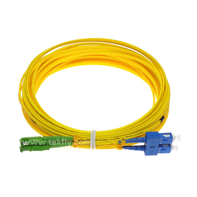 E2000-SC สายไฟเบอร์ออปติกดูเพล็กซ์ 5 เมตร FTTH Single Mode Optical Fiber Cable