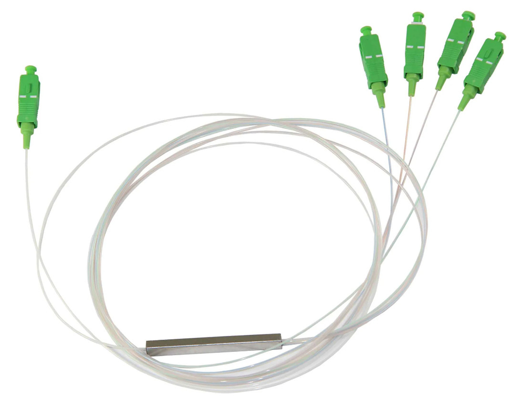 1m ไฟเบอร์ออปติก Plc Splitter 1*4 แบบหลอดเหล็ก