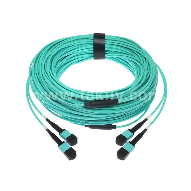 24 คอร์ MTP ทรังเคเบิล ไฟเบอร์ออปติก Jumper สําหรับศูนย์ข้อมูล FTTX PVC ปรับแต่ง