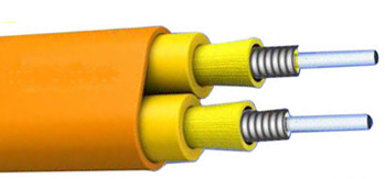 PE Cover Flat Duplex Armored Optical Cable with 1200N การติดตั้งความยืดหยุ่น