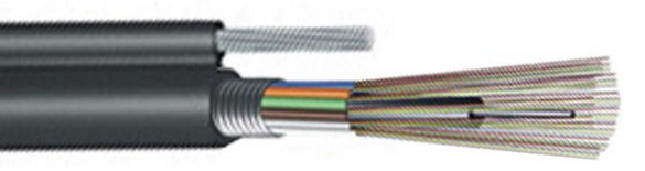 GYTC8A 2-144F สายไฟเบอร์กลางแจ้งที่มีสายเหล็กและการเสริมพลังศูนย์เหล็ก