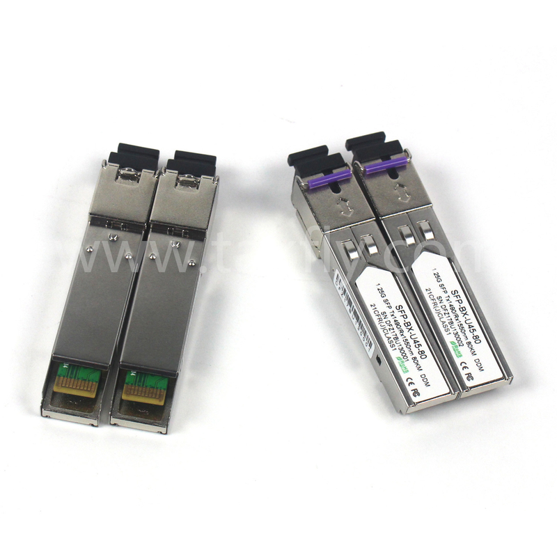 1.25G SFP BIDI Tx1550/Rx1490nm 80KM SMF DDM LC CISCO JUNIPER HUAWEI รองรับ SFP โมดูลตัวถ่ายออปติก
