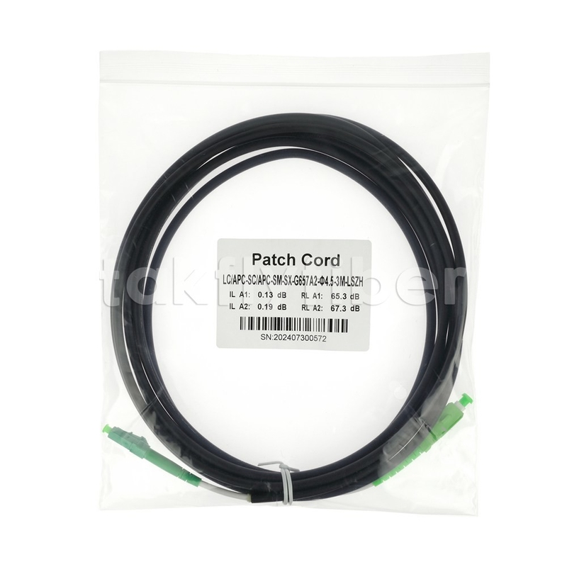 สายโทรคมนาคมเกรด CPR Dca ได้รับการรับรอง 4.5 มิลลิเมตร Double Shealth Fiber Optic Patchcord