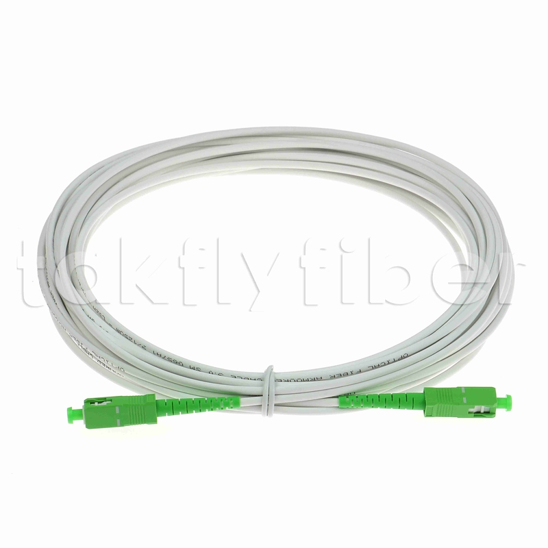 EN50575 CPR รับรอง SC APC Fiber Optic Patchcord แบรนเดอร์ไฟเบอร์ออปติก แพทช์ ลีด ซิมเพล็กซ์ 3.0 มิลลิเมตร LSZH เสื้อขาว