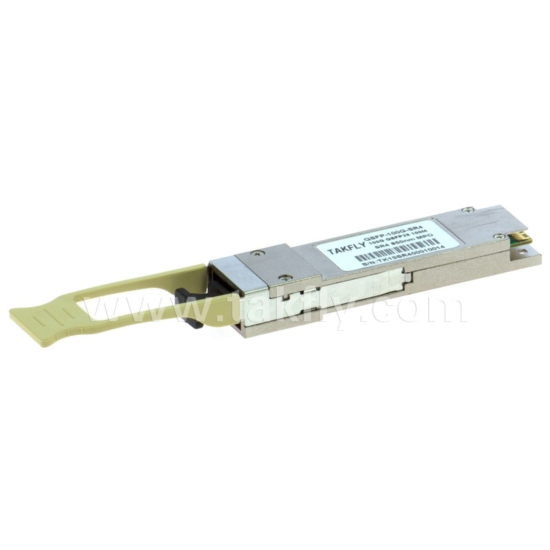 100Gbps QSFP28 SR4 850nm 100m MPO กับ DDM Transceiver สูงสุด 27.952 Gbps อัตราการส่งข้อมูลต่อช่องทาง