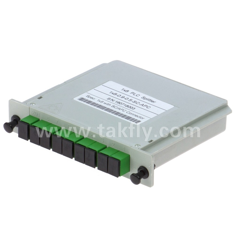 1*8 Single Mode G657A1 Fiber Casette Type LGX PLC Splitter พร้อมเครื่องเชื่อม Sc/APC ความน่าเชื่อถือและความมั่นคงสูง