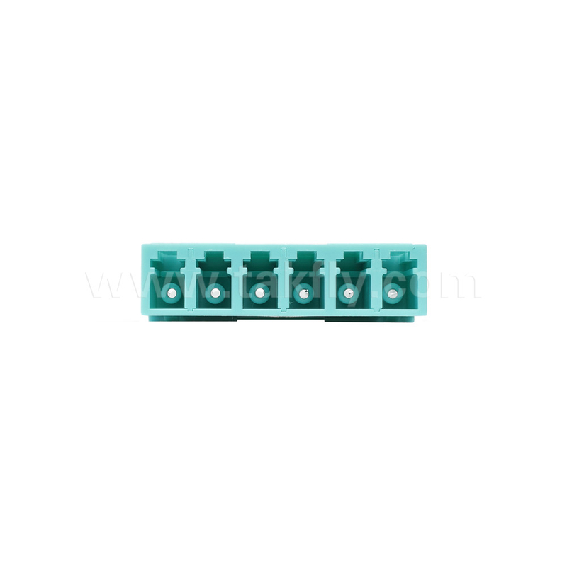 อะแดปเตอร์ LC/PC 6 ช่องทาง MM OM3 Aqua OM4 Violet Blue ไม่มีหน้าแปลน เสถียรภาพทางอุณหภูมิ -40C～85C การสูญเสียเพิ่มเติม≤0.2dB