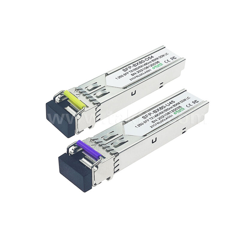 โมดูลรับส่งสัญญาณ SFP 1.25gbps 80km LC Reach Tx1490nm/Rx1550nm SFP แบบสองทิศทางสำหรับ Data Center FTTH FTTX