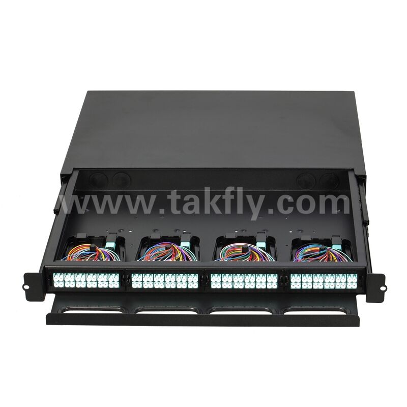 High Density 1U 19 inch 96F MPO MTP - LC SM MM Fiber Optical Patch Panel / Fiber Optic Chassis / Fiber Optic ODF/ Fiber Optic Distribution Box for 4pcs 24F MPO MTP-LC Cassette
