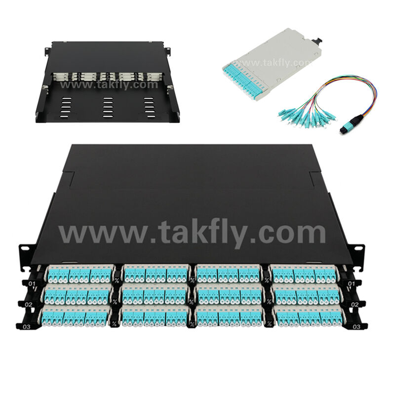 MPO Patch Panel MTP Cassette 144 Core ความหนาแน่นสูงสุด ไฟเบอร์ออปติกสําหรับศูนย์ข้อมูล FTTX