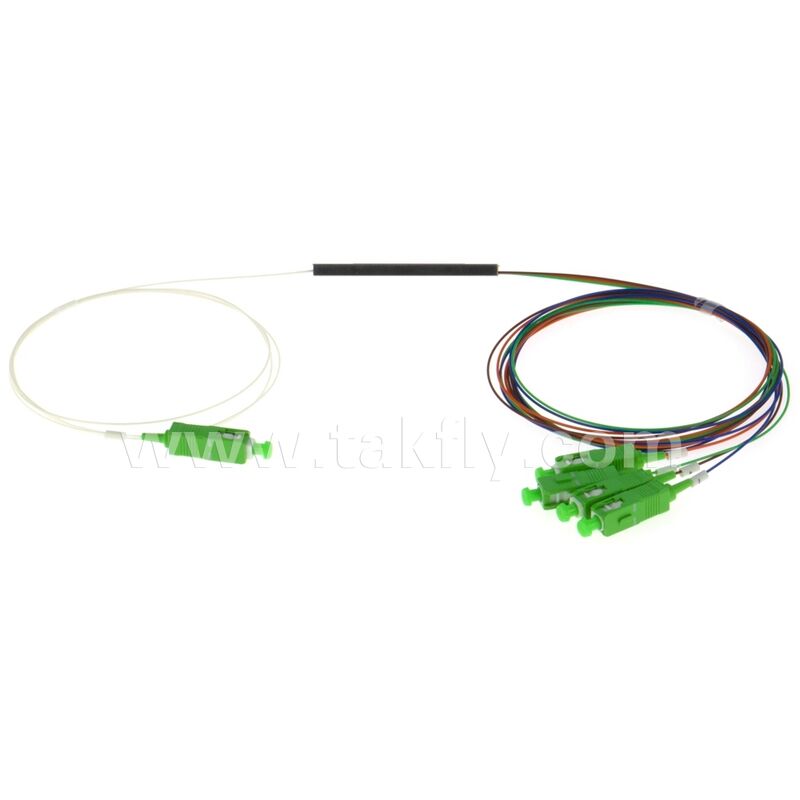 สายไฟเบอร์ออปติก PLC Splitter 0.9mm จุดออกสี Mini Steel Tube SC APC / UPC สําหรับศูนย์ข้อมูลโทรคมนาคม FTTX
