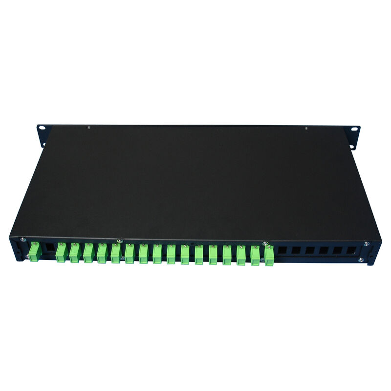 สปลิตเตอร์ไฟเบอร์ออปติก PLC แบบติดตั้งบนแร็ค ซิงเกิลโหมด G657A SC APC/UPC สำหรับศูนย์ข้อมูล โทรคมนาคม FTTx