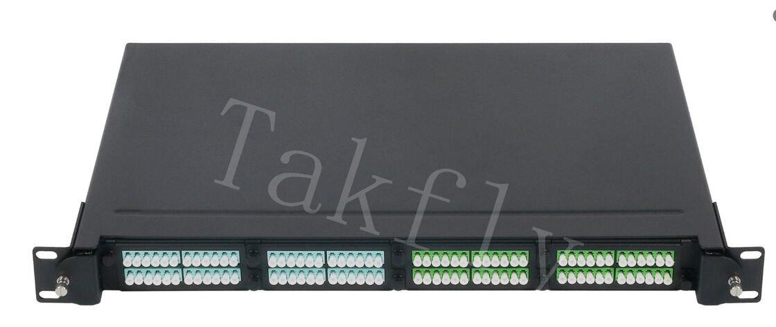 แผงกระจายไฟเบอร์ MPO / MTP - 1U Rack-Mount, โมดูลเทปคาสเซ็ตที่เชื่อมต่อล่วงหน้า, 4 ช่อง, อินเตอร์เฟส LC / MPO สำหรับการจัดการไฟเบอร์ของศูนย์ข้อมูล