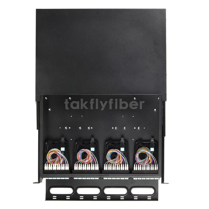 Takfly 1U/2U Sliding Patch Panel หน่วยพับและเล่นความหนาแน่นสูง MTP / MPO ไปยัง Cassette LC สําหรับเส้นใยสูงสุด 192