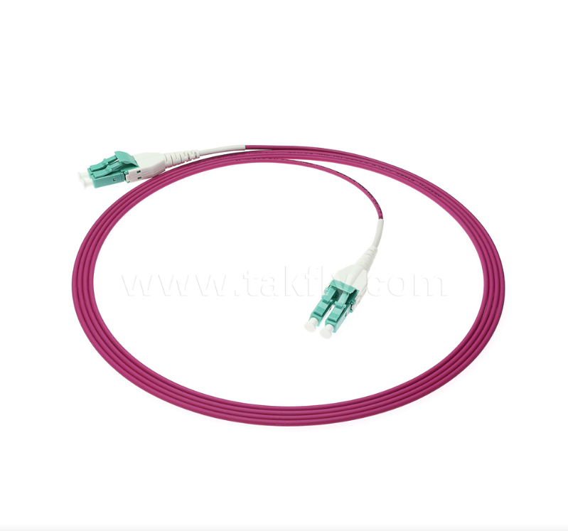 สายแพทช์ไฟเบอร์ออปติก LC Uniboot – หนึ่งหลอดสองแกน, ขั้วคงที่, โครงสร้างกะทัดรัด, ลดระดับเสียงสายเคเบิลลงครึ่งหนึ่งสำหรับการเดินสายความหนาแน่นสูง