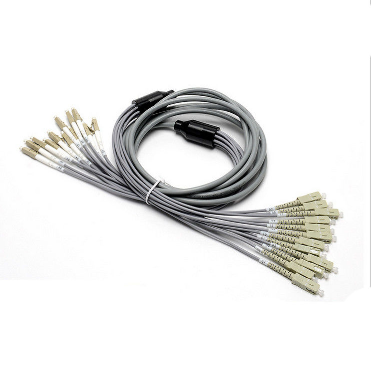 12C Armored SC LC Multimode Fiber Patch Cord 2.0 Breakout Stainless Steel