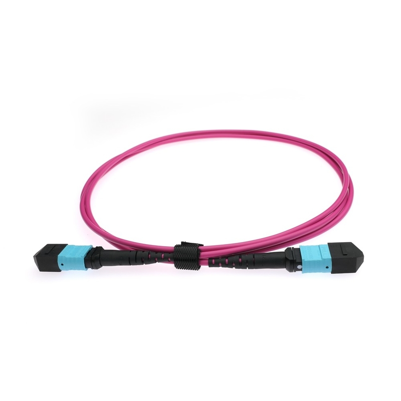 ประเภท A/B/C Polarity 12 Fiber MPO MTP OM4 สายไฟฟ้าไฟเบอร์ออปติกสําหรับการถ่ายทอดข้อมูลอย่างรวดเร็ว